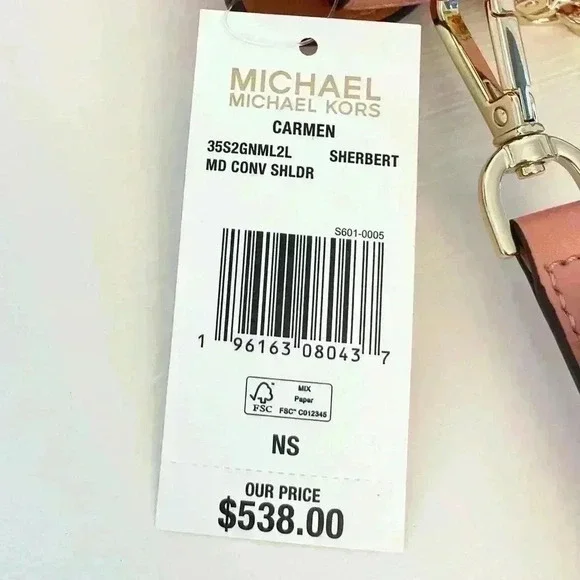 Michael Kors Carmen Medium Monogram Flap Crossbody leather sherbert - Picture 10 of 11